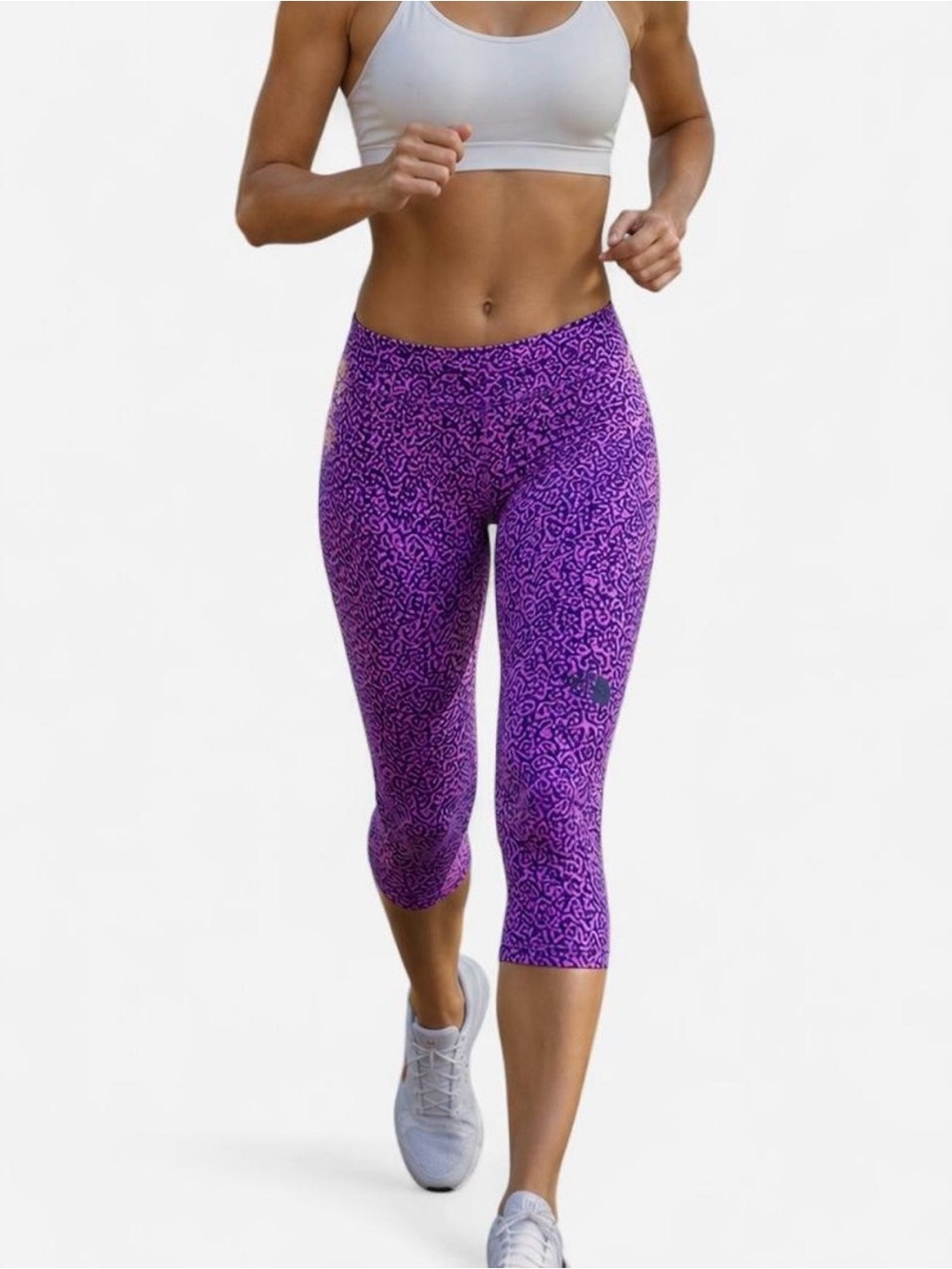 The North Face Purple Printed Capri Running Tights Leggings FlashDry Women’s S/P